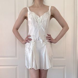 Victoria’s Secret White Satin Slip with Lace and Sequin details